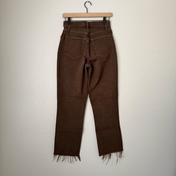 Abercrombie & Fitch Women's Brown 90's Straight Ultra-High Rise Raw Hem Jean 26R - Picture 4 of 8